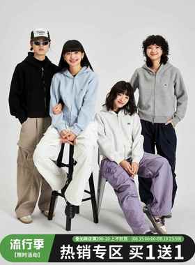 OWOX美式复古双拉链连帽卫衣短款开衫薄款夹克小个子短外套女春秋