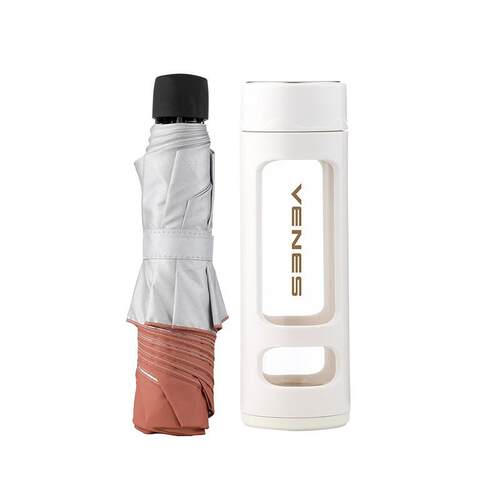 VENES新动力套装FC306T防晒银胶睛雨伞高硼硅塑玻杯套装