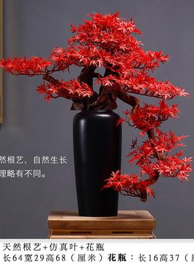 正品新式迎客松摆件 客厅家玄关装饰大型仿真盆景 公禅中意办室居