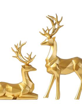北欧风格折纸麋鹿摆件客厅电视柜酒柜搬家乔迁礼品家居装饰品金色