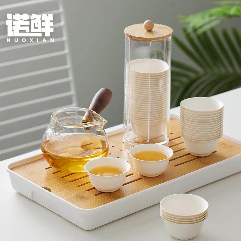 新款一次性功夫小茶杯家用商用防烫甘蔗纤维纸杯茶水杯接待免洗