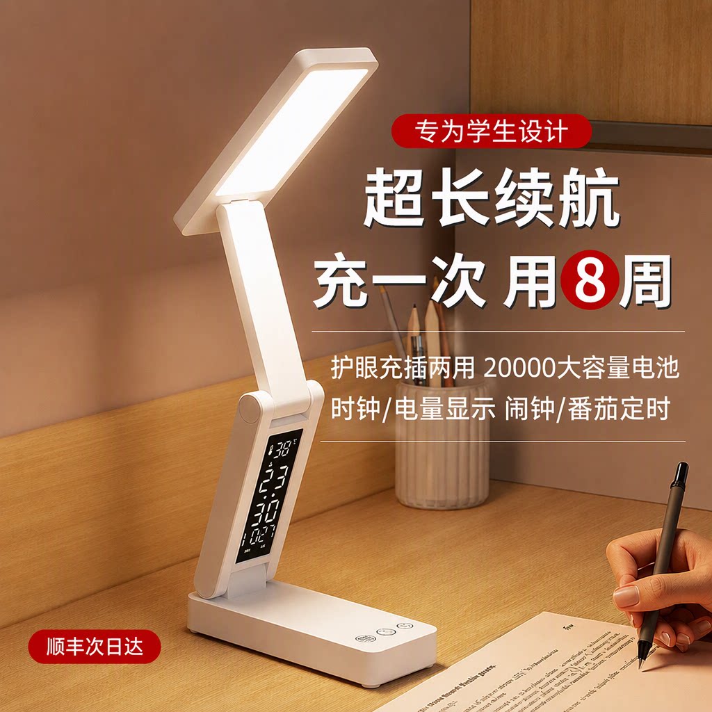 折叠台灯护眼充电款阅读灯学生高中生专用大容量电池超长续航宿舍