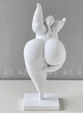 简约现代创意跳舞人雕塑装饰样板间售楼处玄关胖妞人物软装摆件