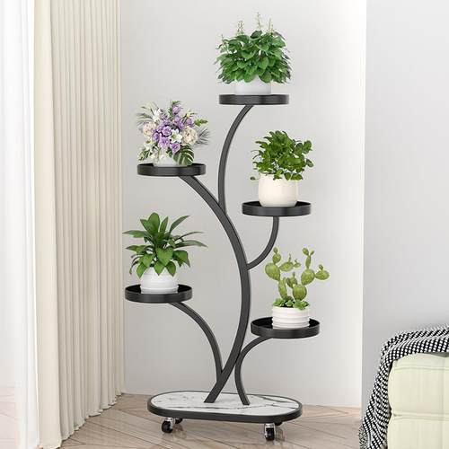 铁花艺架子客厅地式阳台置物架多层移动花盆轻架奢植物HJ043摆落