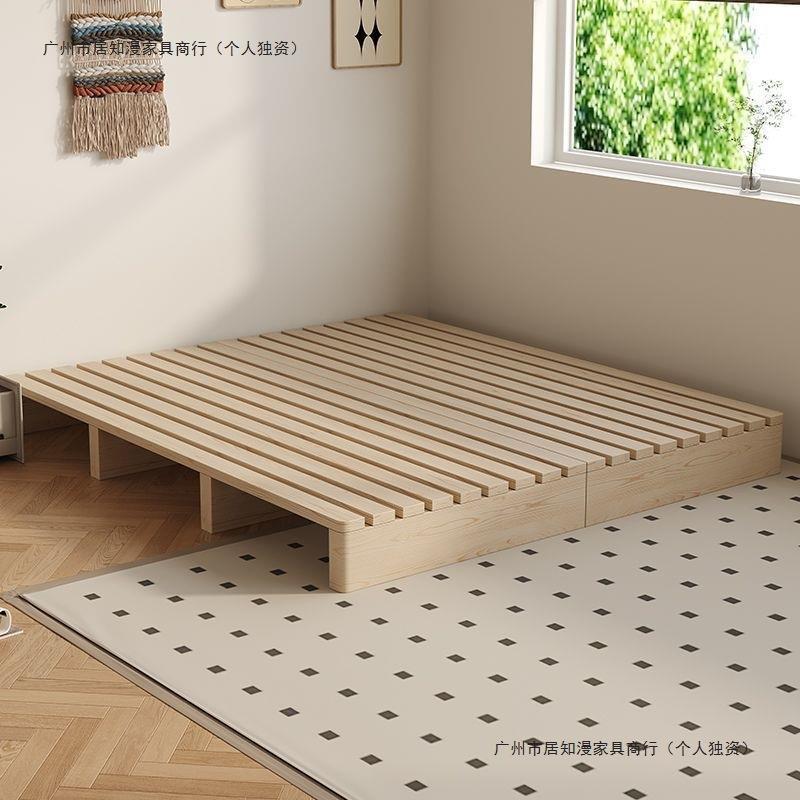 实木排骨架床日式地台防潮榻榻米落地床定作出租房床架双人木板床