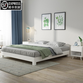 白色榻榻米床2x2.2米矮床简约现代实木双人床无床头床架子民宿床