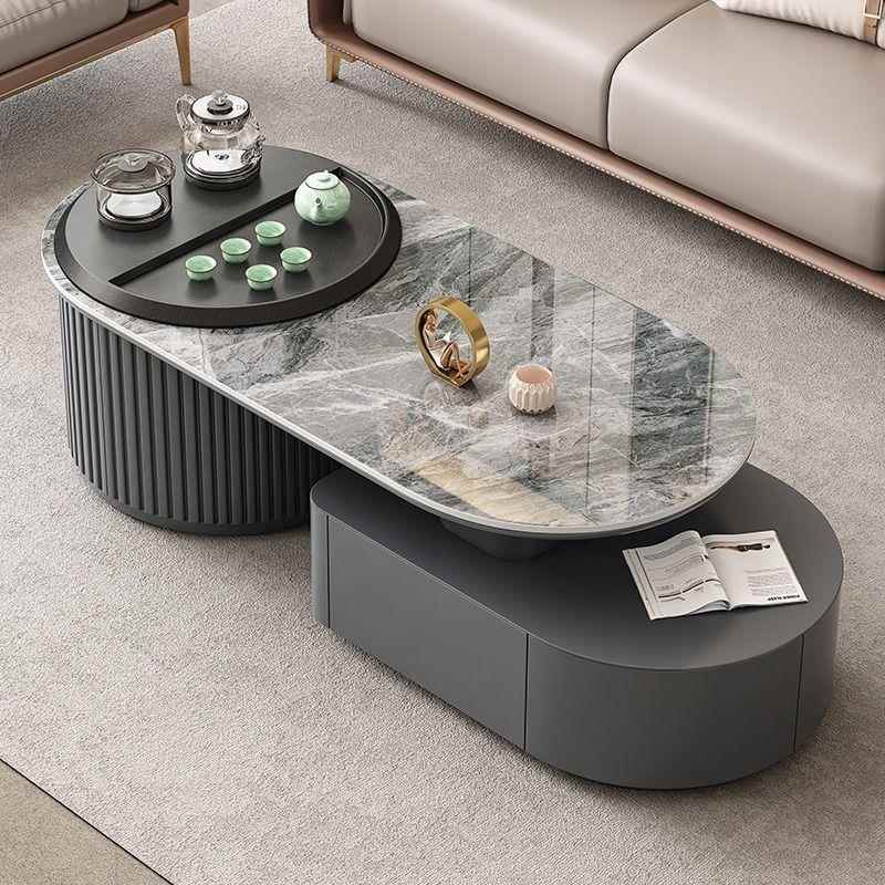 现代轻奢家用岩板茶台客厅泡茶多功能伸缩实木功夫茶几组合茶吧机