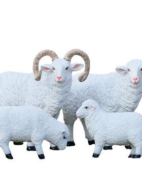 玻璃钢仿真绵羊雕塑摆件户外庭院园林景观装饰小品农家乐门店摆设