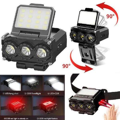LED Mini Cap Clip Light 700Lumens 1Induction Headlamp 7
