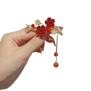 喜婆婆头上戴的花女士盘头花喜婆婆头饰高端结婚妈妈盘头发饰发簪