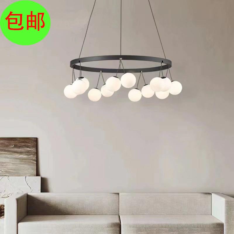 设计师软装样板间吊灯led客厅圆形玻璃球吊灯卧室房间店面商铺灯