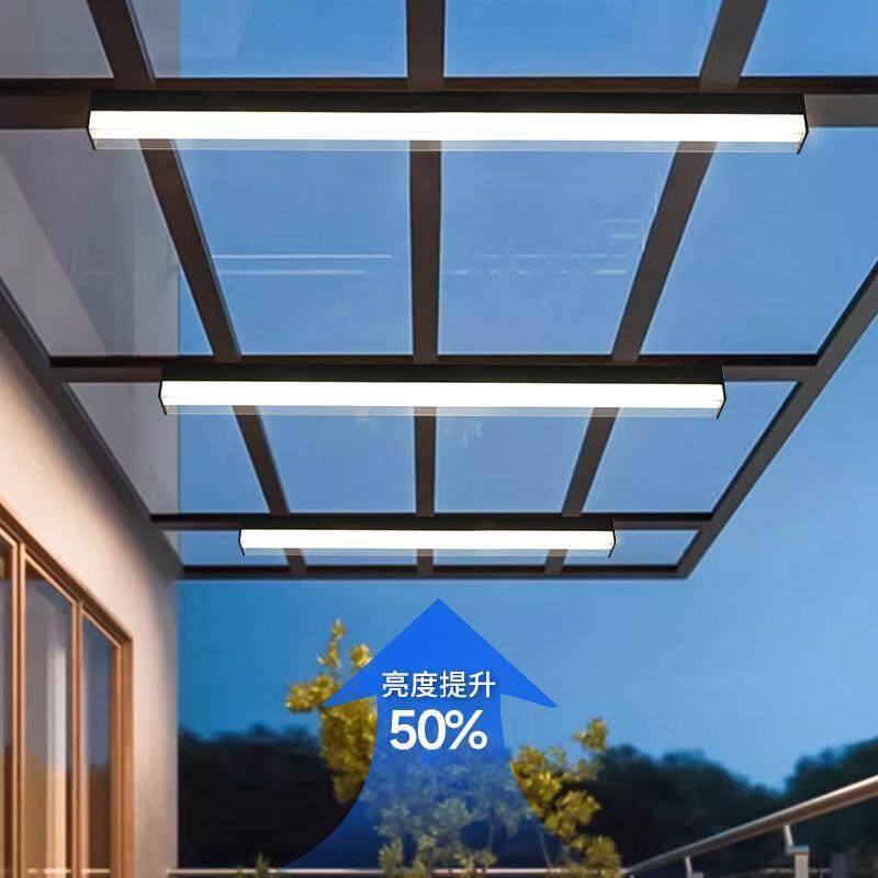 温室专用双灯罩长条吸顶灯阳台走廊灯露台屋簷阳光棚防雨防虫灯