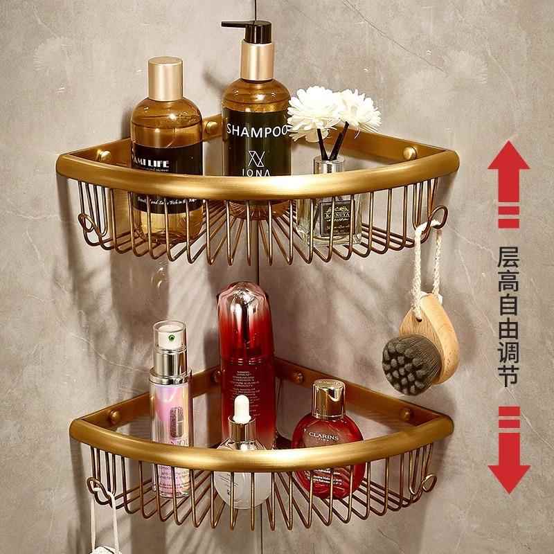 仿古浴室置物架酒店别EXE墅全铜壁挂收转角架卫间浴房生淋三纳角