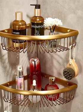 仿古浴室置物架房酒店别墅全铜壁挂收纳转角MEA架间卫淋浴三角生