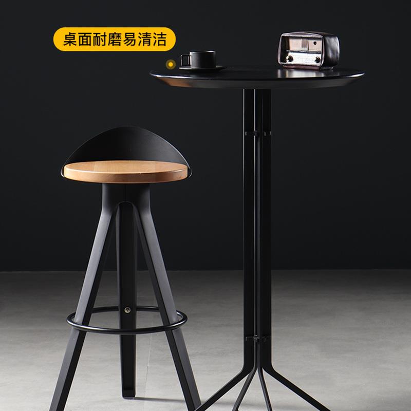 北欧圆形吧桌家用小户型铁艺高脚桌简约阳台咖啡厅吧台桌工业风桌