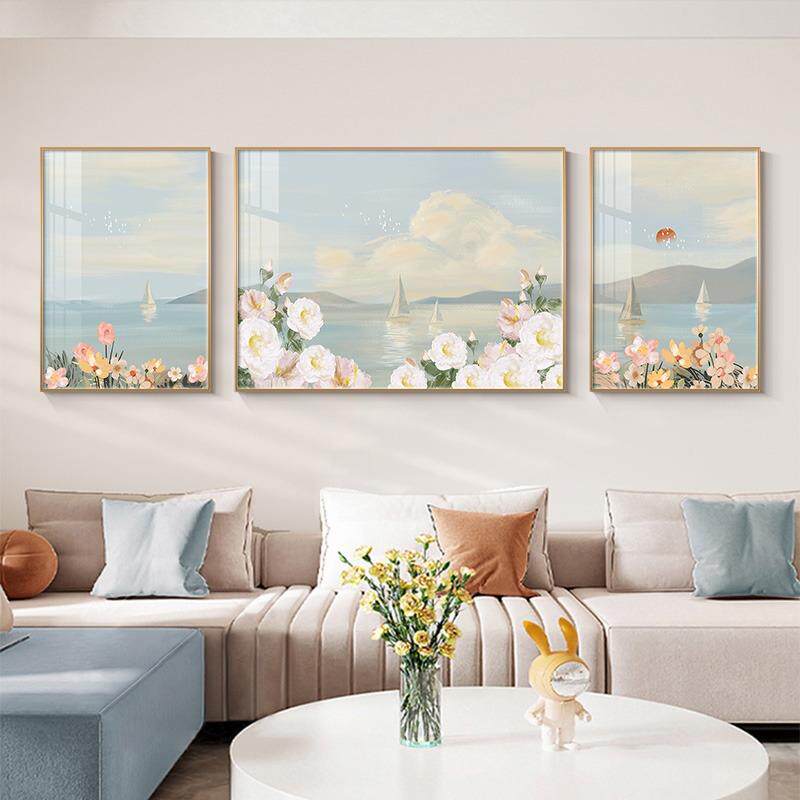新款直销客厅北欧装饰画风景画花海温馨沙发后墙面壁画背景墙现代