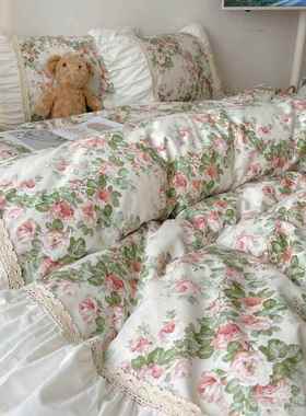 法式全棉四件套端夏季款棉lxy20246田园风纯高床单被套罩床裙款床