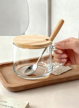 玻璃杯水杯家用把手喝水杯子耐高温咖啡杯泡茶杯牛奶杯马克杯