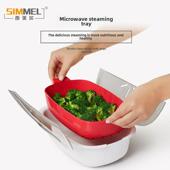 家用微波炉专用蒸锅蔬菜蒸锅微波鱼蒸盘双层蒸架蒸锅加热工具