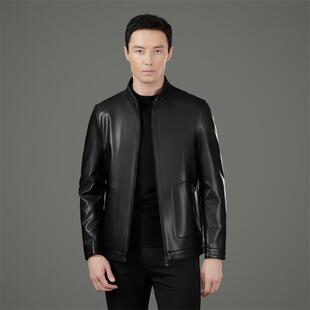 KJ皮衣男立领身商务皮休冬闲秋夹修克爸 绵羊8065 春秋款 海宁男式