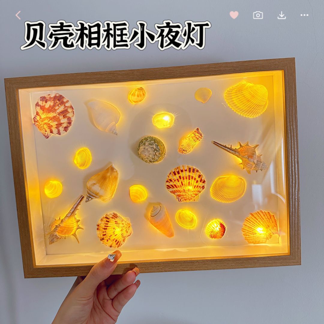 DIY贝壳贝壳小夜海螺相框小夜灯