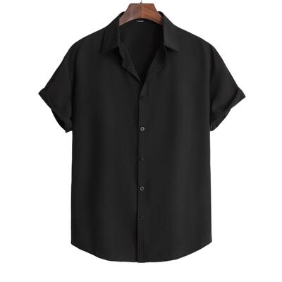 Men's four sided elastic patch placket short sleeved