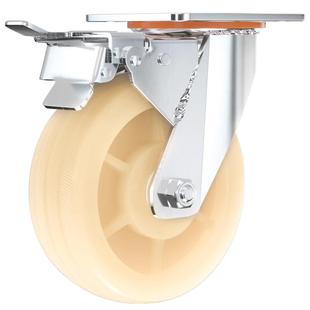 米想6寸万向轮轮子重型5寸尼龙手推车轮子轱辘8寸承重脚轮带刹车