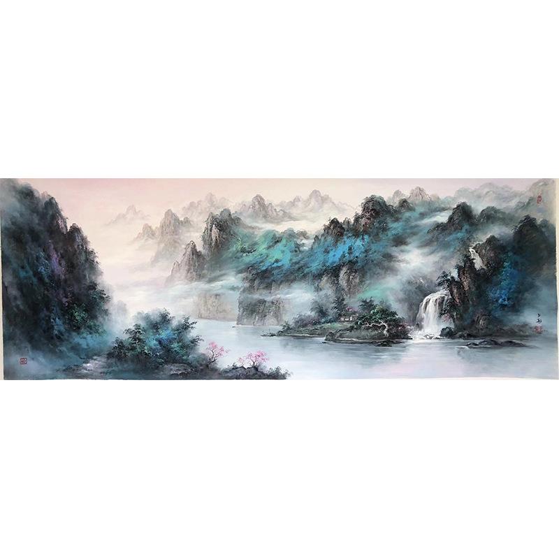 油画专业纯手绘油画 新中式山水风景 油画