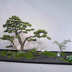 精品仿真迎客松假树罗汉松新中式室内造景绿植景观橱窗楼梯下装饰