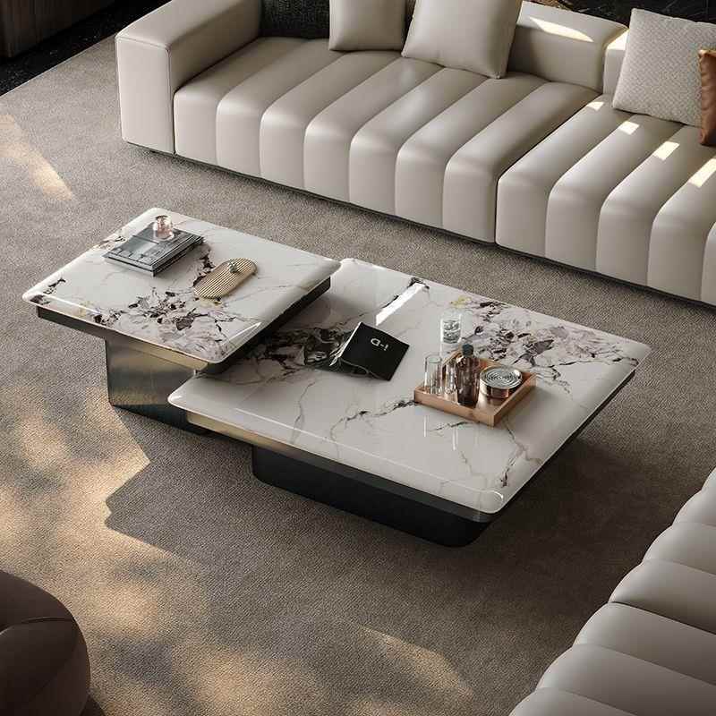 意式岩板茶几小户型超晶石客厅轻奢方形极简高级现代简约组合家用
