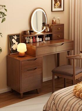 中简式梳妆台卧新JTUB6JMH室现代约古风床头柜一体小户女生书型桌