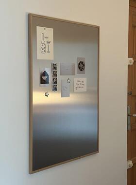 中古风磁吸不锈钢装饰画照片墙展示框背景板实木入户门创意挂件