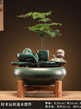 创意小型客厅流水喷泉生财摆件循环水办公桌面鱼缸装饰乔迁送礼品