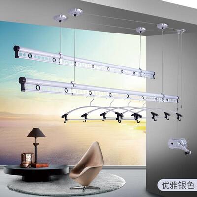 台升降手双阳式杆晒F9576TT6衣架加筋加厚室内晾衣杆摇自动凉衣服