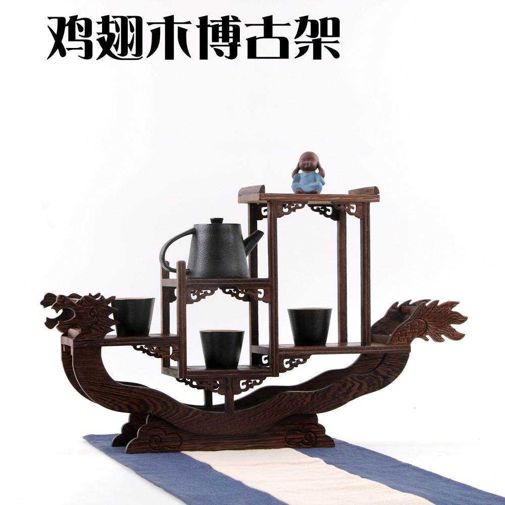 鸡翅木实木小型博古架中式多宝阁紫砂壶茶具架子置物架摆件展示架