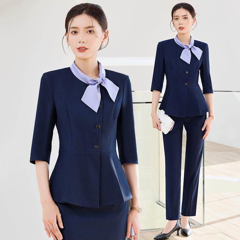 七分袖职业西装套装女春夏酒店前台工作服高端空姐制服美容师工装