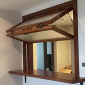 网红室内厨房上下折叠实木窗客厅左右推拉上翻覆古原木风窗户定制