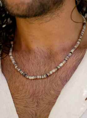 Shell necklace欧美天然海贝项炼小众颈炼 炼 多彩拼接男士覆古锁