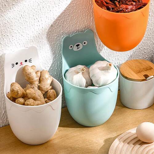 Wall-mounted Cartoon Storage Bucket, No-drilling Kitchen Chi