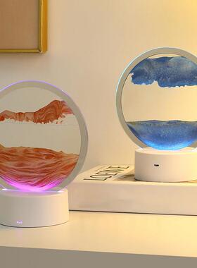 厂家创意流沙画小夜灯3D桌面立体沙漏画客厅卧室摆件礼品
