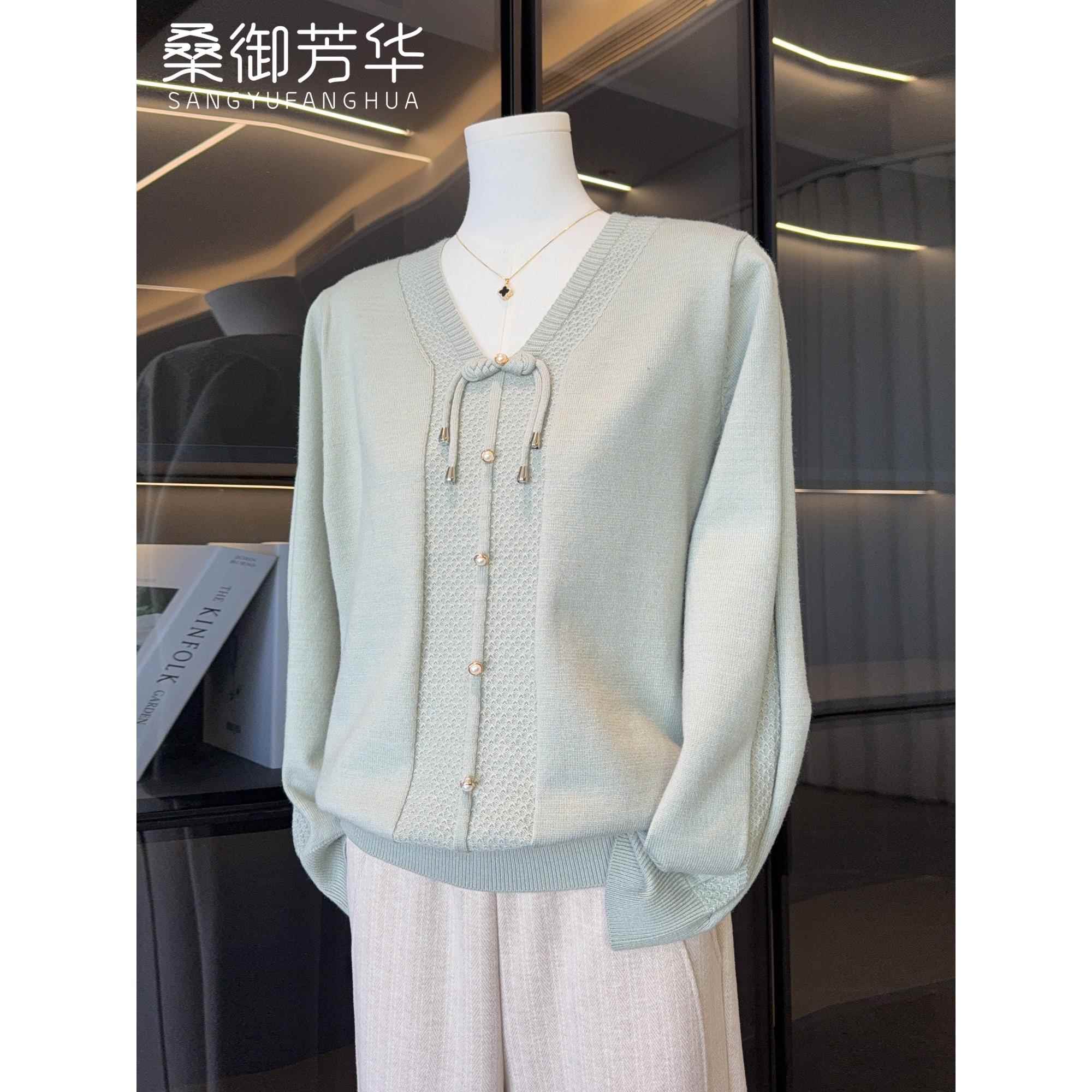 洋气妈妈秋装针织衫2025新款秋冬打底衫40岁50中老年女装国风上衣