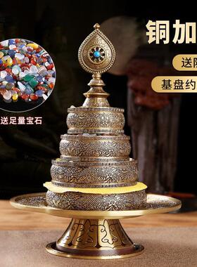 黄铜藏式供曼扎盘修盘彷尼泊尔曼达盘八吉祥居家供奉曼茶罗盘摆件