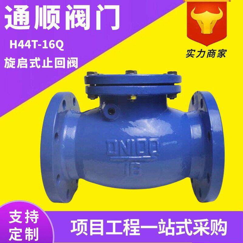 球墨铸铁铜芯向逆止回阀常温水H44T法兰旋启式止回阀dn100