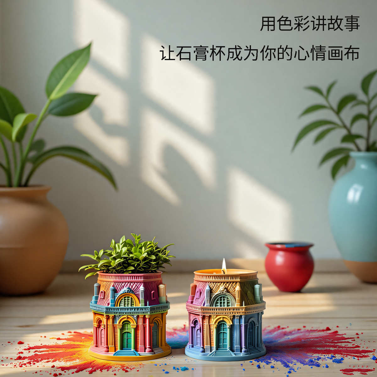 印点diy滴胶树脂香薰蜡烛杯花瓶收纳杯硅胶模具卢浮宫石膏杯磨具