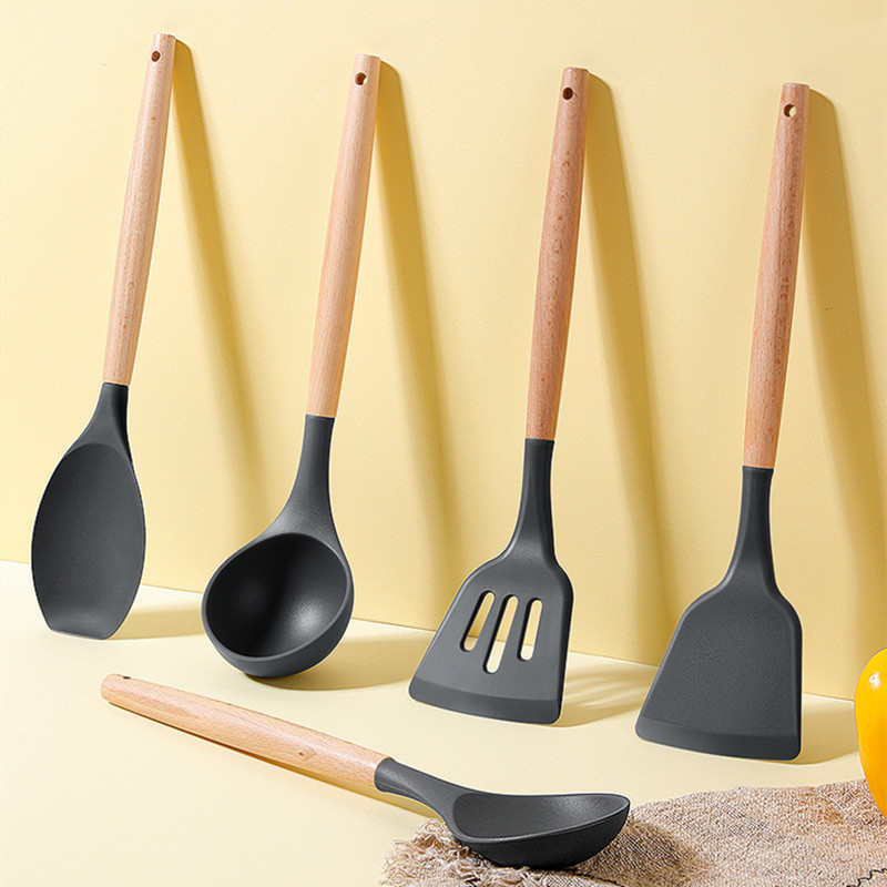 硅胶锅铲食品级不粘锅专用铲子汤勺食物夹油刷子刮刀平钥漏铲套装