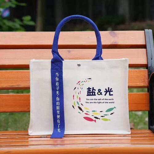 帆布袋定制飘带加印文字图案手提袋拉炼托特包大容量防水礼品袋