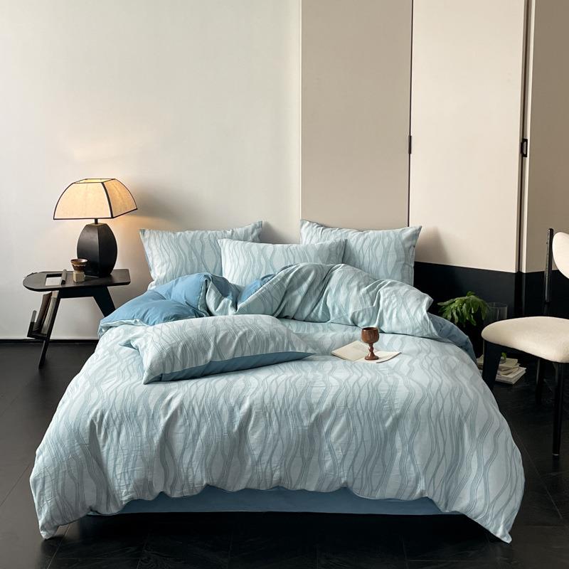 6支纯棉双层纱yqyly床上四全件套10棉床品简约2米被套床单0三0件