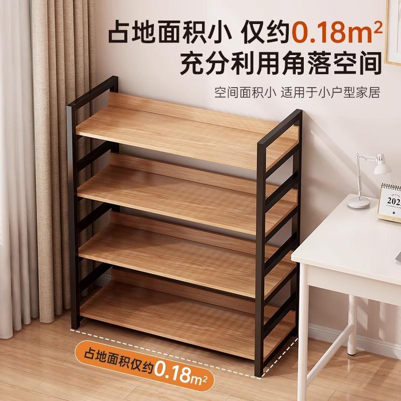 货架多层置物架家用落地阳台收纳架桌旁铁架陈列架子简易钢木书架图片