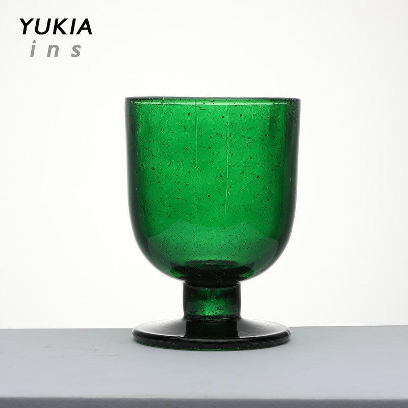 {海霞红 山烟翠华琼}中古vintage泡泡玻璃杯子水杯酒杯网红可爱杯