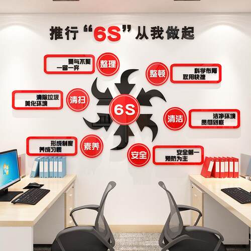 立体墙贴工厂车间6S推行墙贴文化背景布置公司会议办公室装饰企业